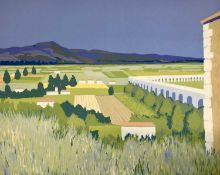 Robert Buhler RA (British, 20th Century), Landscape with aqueduct, silkscreen, 54/140 signed and