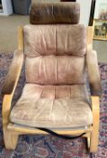 Ake Fribytter - Kroken Mid century armchair with beech frame and leather upholstery