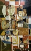 South African School, 20th Century, Abstract figures, oil on board, unsigned.