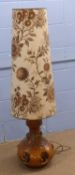 Large West German pottery floor lamp with cylindrical shade, approx 125cm high
