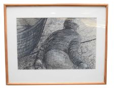 Caroline McAdam Clark, British Modern, ‘The Fisherman’. Pencil, pen and chalk, signed , 12x17.5ins