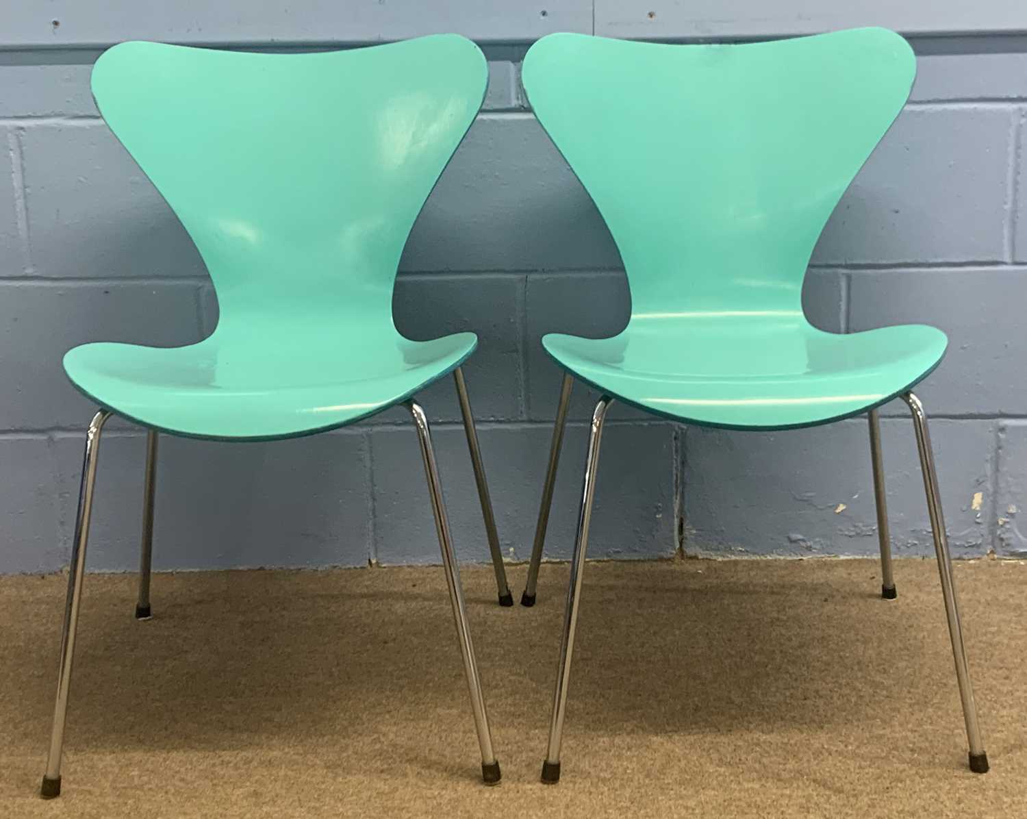 Pair of Fritz Hansen chrome legged chairs