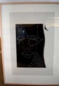 Maz Jackson, British 20th Century, ‘Shared Vision’. Woodcut, signed and inscribed , 34x23.