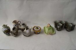 VARIOUS JUGS, VASES, BUTTER DISH AND OTHER ITEMS