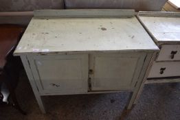 EARLY 20TH CENTURY CREAM PAINTED TWO DOOR SIDE CABINET, 91CM WIDE