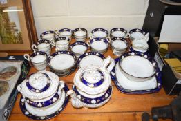 QUANTITY OF 19TH CENTURY STAFFORDSHIRE BLUE AND GILT DECORATED TEA WARES