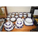 QUANTITY OF 19TH CENTURY STAFFORDSHIRE BLUE AND GILT DECORATED TEA WARES