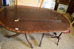 REPRODUCTION MAHOGANY TWIN PEDESTAL DINING TABLE WITH EXTRA LEAF