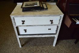 WHITE PAINTED TWO DRAWER CHEST, 76CM WIDE