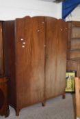 MAHOGANY VENEERED ARCH TOP DOUBLE DOOR WARDROBE, 140CM WIDE