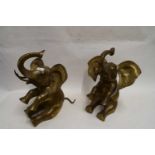 PAIR OF BRASS MODEL ELEPHANTS