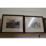 NICHOLS, TWO FRAMED ETCHINGS, NORWICH CASTLE AND NORWICH GUILDHALL (2)