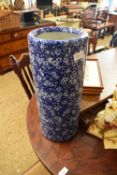 BLUE GLAZED CYLINDRICAL STICK STAND