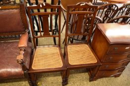 PAIR OF EDWARDIAN CANE SEATED BEDROOM CHAIRS