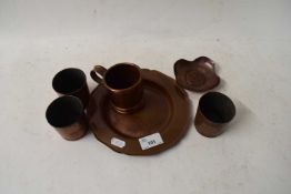 SMALL COPPER TRAY, PLUS VARIOUS OTHER COPPER ITEMS