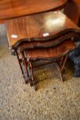 NEST OF THREE MAHOGANY VENEERED TABLES