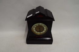 BLACK SLATE CASED MANTEL CLOCK