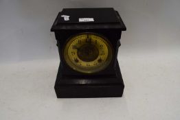 VICTORIAN BLACK SLATE CASED MANTEL CLOCK