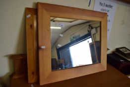 TWO MODERN PINE FRAMED MIRRORS