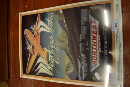 REPRODUCTION NORTH WEST AIRLINES METAL ADVERTISING SIGN