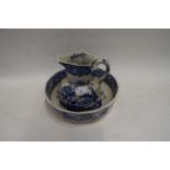 MASONS IRONSTONE BLUE AND WHITE WASH BOWL AND JUG