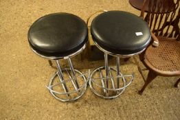 PAIR OF CHROME FINISH BAR STOOLS