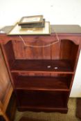 DARK STAINED PINE BOOKCASE CABINET, 63CM WIDE