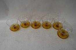 SIX AMBER TINTED SUNDAE GLASSES