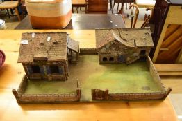 SCRATCH BUILT WOODEN COURTYARD WITH HOUSE AND OUTBUILDINGS