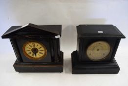 TWO MANTEL CLOCKS IN EBONISED CASES