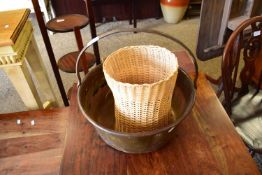 BRASS JAM PAN AND A SMALL BASKET