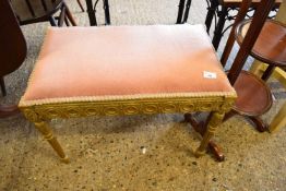 EARLY 20TH CENTURY RECTANGULAR STOOL WITH GILT PAINTED FRAME, 61CM WIDE