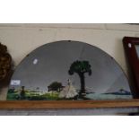 DEMI-LUNE WALL MIRROR WITH CRINOLINE LADY DECORATION