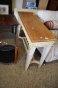 20TH CENTURY OAK TOP AND CREAM PAINTED RECTANGULAR HALL TABLE, 100CM WIDE