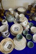 VARIOUS MIXED CERAMICS TO INCLUDE TEA WARES, DECORATED PLATES, SHERINGHAM TWINNING ANNIVERSARY