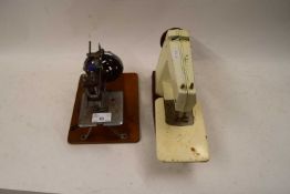 MINIATURE COUNTESS VULCAN SEWING MACHINE TOGETHER WITH ONE OTHER (2)