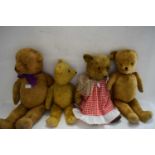 FOUR VINTAGE TEDDY BEARS