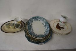 VARIOUS MEAT PLATES, SHAVING MUG, DECORATED PLATES ETC