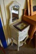 SMALL 20TH CENTURY WHITE PAINTED MIRROR BACK WASH STAND WITH MARBLE TOP