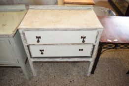 WHITE PAINTED TWO DRAWER CHEST, 76CM WIDE