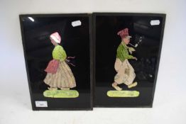 PAIR OF EARLY 20TH CENTURY FOIL BACK PICTURES OF A LADY AND GENT