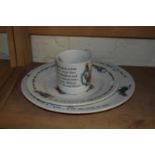 WEDGWOOD PETER RABBIT MUG AND TWO PLATES