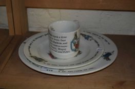 WEDGWOOD PETER RABBIT MUG AND TWO PLATES