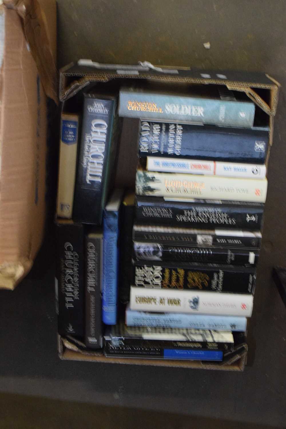 ONE BOX OF MIXED BOOKS, WINSTON CHURCHILL AND OTHERS