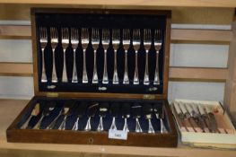 SILVER PLATED CANTEEN OF CUTLERY PLUS FURTHER BOX OF KNIVES