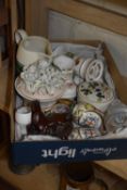 MIXED LOT SMALL VASES, COALPORT AND OTHERS, JOHNSON BROS JUG ETC