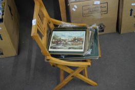 SMALL FOLDING WOODEN CHAIR AND A QUANTITY OF PLACE MATS