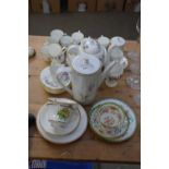 MIXED LOT OF CERAMICS TO INCLUDE WEDGWOOD DEVON SPRINGS COFFEE SET, GERMAN COFFEE SET AND OTHER