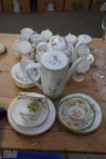 MIXED LOT OF CERAMICS TO INCLUDE WEDGWOOD DEVON SPRINGS COFFEE SET, GERMAN COFFEE SET AND OTHER
