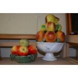 TWO MODERN CERAMIC BOWLS OF FRUIT